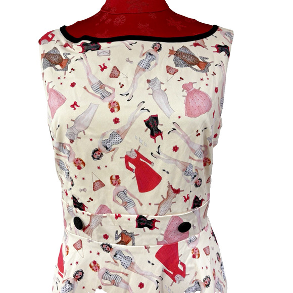Voodoo Vixen Sleeveless Dress Fit & Flare size L Sundress Cut Out Novelty Print - Picture 3 of 12